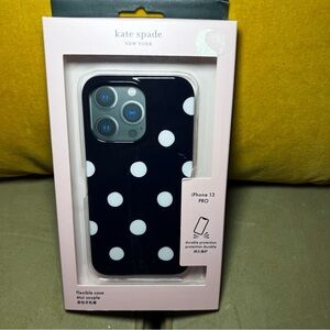 Kate Spade dark Navy and White Polka Dot iPhone 13 Pro Case